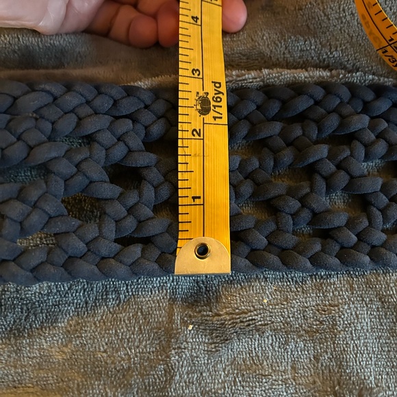 NWT Arielle Navy Blue Faux Suede Woven Fashion Belt - Picture 4 of 7